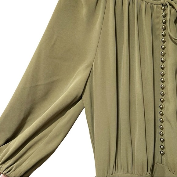 ZIMMERMANN  Bow-detailed Twill Midi Dress in Army Green Sz M - Picture 4 of 8